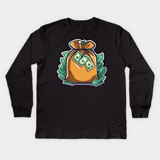 wealthy bag full of dollars Kids Long Sleeve T-Shirt